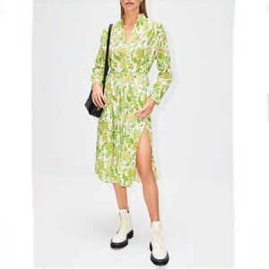 ALIX OF BOHEMIA Sawyer Chartreuse Dress In Floral Print In Multi